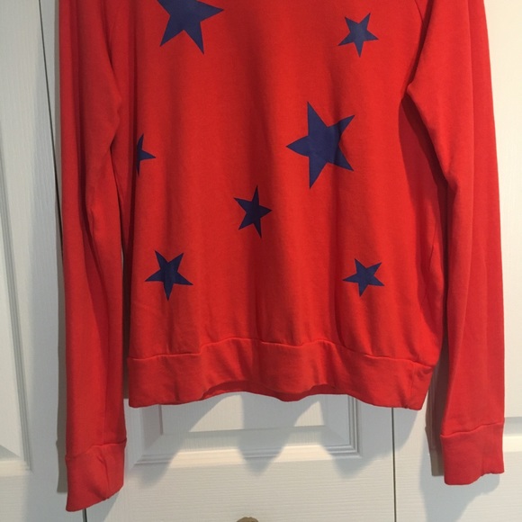 Sundry red orange with blue stars sweatshirt size1 - Picture 4 of 10